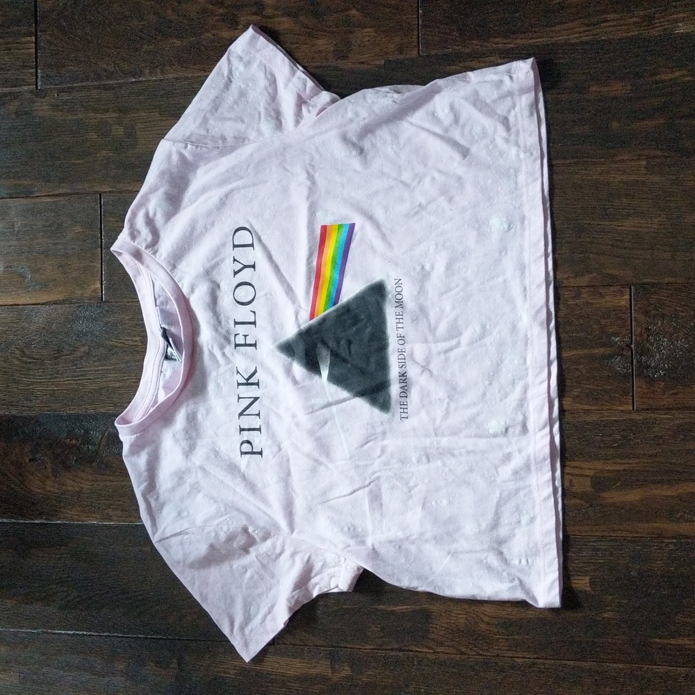 Pink Floyd Dark Side of the Moon Pink Crop T-shirt Size XL